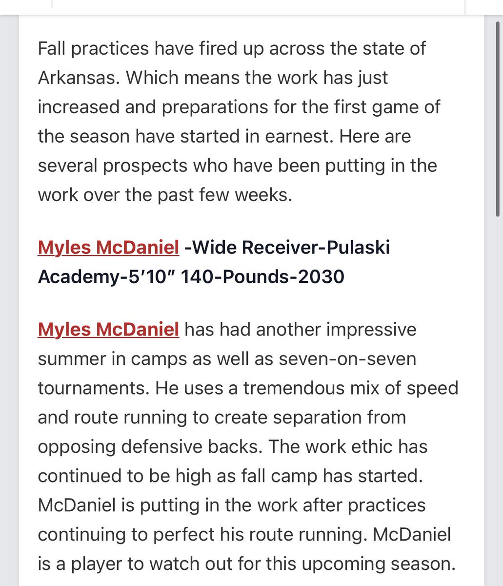 Myles “MyTime”McDaniel (@mylesmcdaniel2) on Twitter photo Thank you <a href="/tctabler/">PrepRedZoneTom Tabler</a> and <a href="/PrepRedzoneAR/">Prep Redzone Arkansas</a> for the write up. Ready for the Season to kick off.
<a href="/barnhill_jerrod/">Jerrod Barnhill</a> <a href="/alucas80/">Anthony Lucas</a>
<a href="/toddrake00/">William Todd Drake</a> <a href="/PrepRedzoneNext/">Prep Redzone 𝙉𝙀𝙓𝙏 🏈</a> Thank you <a href="/tctabler/">PrepRedZoneTom Tabler</a> and <a href="/PrepRedzoneAR/">Prep Redzone Arkansas</a> for the write up. Ready for the Season to kick off.
<a href="/barnhill_jerrod/">Jerrod Barnhill</a> <a href="/alucas80/">Anthony Lucas</a>
<a href="/toddrake00/">William Todd Drake</a> <a href="/PrepRedzoneNext/">Prep Redzone 𝙉𝙀𝙓𝙏 🏈</a>