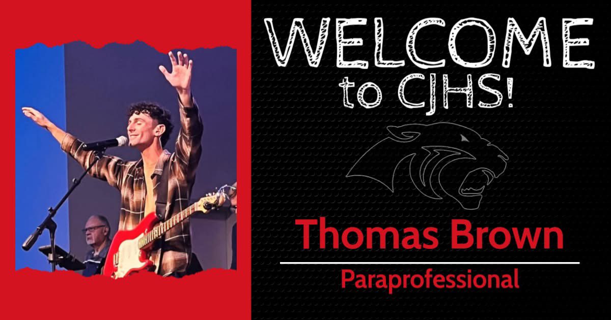 Mr. Brown will be joining the CJHS Staffulty as a paraprofessional this year! He is looking forward to supporting our students with dedication and kindness. We cannot wait for you to see him around the building as the start of school gets closer!