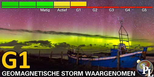 G1 - Kleine geomagnetische storm (Kp5)
Drempel bereikt: 20:05 UTC
Volg het live op spaceweather.live/l/kp