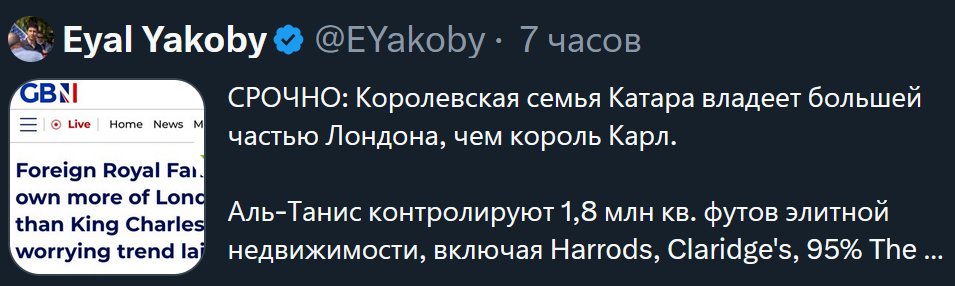 Интересно чем в России владеют исламские страны спонсоры терроризма  такие как Катар. Может мы уже в их городах живём?