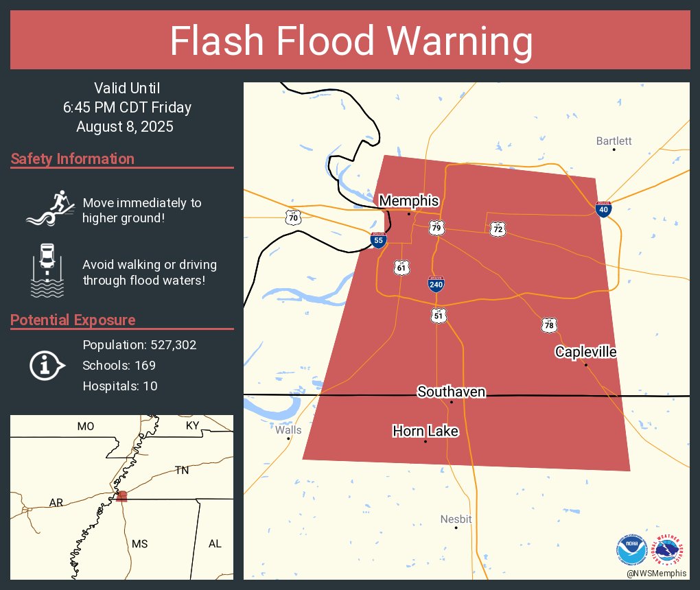 Flash Flood Warning including Memphis TN, Southaven MS and  Horn Lake MS until 6:45 PM CDT