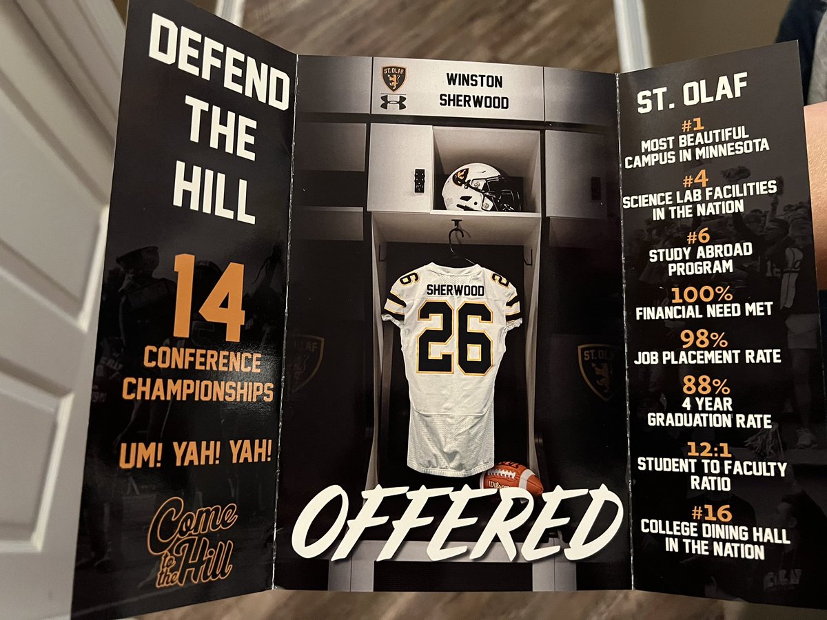 Winston Sherwood (@winstons45) on Twitter photo Really cool to receive this Official Offer from <a href="/StOlafFB/">St. Olaf Football</a> in the mail today! #DefendTheHill
<a href="/StMartinFB/">St. Martin Football</a>
<a href="/JamesKilian/">James Kilian</a>
<a href="/StolafRBC/">Eric Pulley</a>
<a href="/Coach_MPaulson/">Matthew Paulson</a>
<a href="/tlala2/">Tim Lala</a>
<a href="/CoachDecoteau_/">Pete Decoteau Jr</a>
<a href="/Coastfootball/">Coast Football™</a> Really cool to receive this Official Offer from <a href="/StOlafFB/">St. Olaf Football</a> in the mail today! #DefendTheHill
<a href="/StMartinFB/">St. Martin Football</a>
<a href="/JamesKilian/">James Kilian</a>
<a href="/StolafRBC/">Eric Pulley</a>
<a href="/Coach_MPaulson/">Matthew Paulson</a>
<a href="/tlala2/">Tim Lala</a>
<a href="/CoachDecoteau_/">Pete Decoteau Jr</a>
<a href="/Coastfootball/">Coast Football™</a>