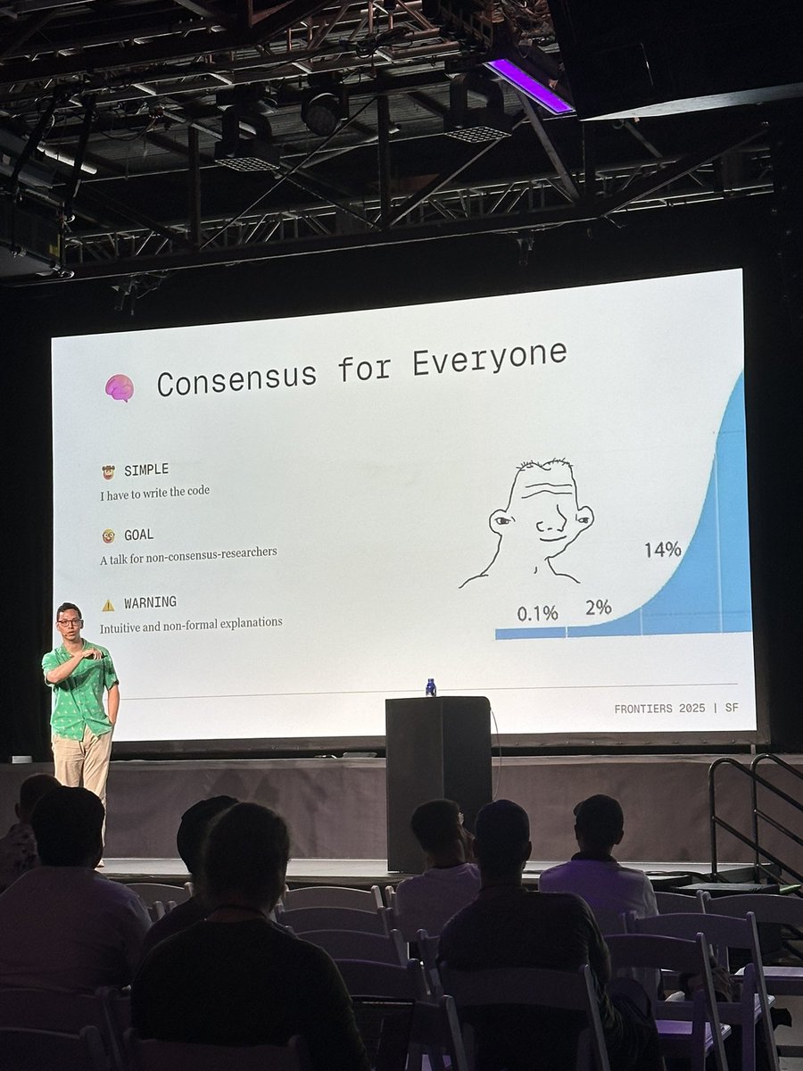 Tune in now to <a href="/B_Chou/">Brendan K. Chou</a>’s talk “Minimmit: Consensus for Everyone (Engineers)” 👀