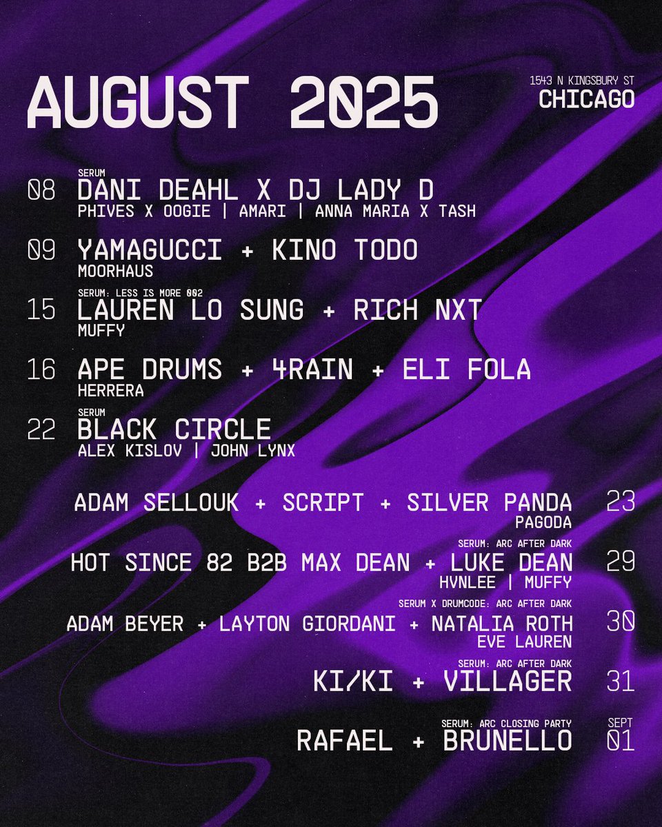 Summer may be winding down, but we're just getting started 😈

<a href="/serumchicago/">SERUM</a> every Friday, Less Is Moee 002, @arcmusicfestival After Dark, and so much more... 

🎟️ Tickets/RSVPs for all parties -> prysmchicago.com