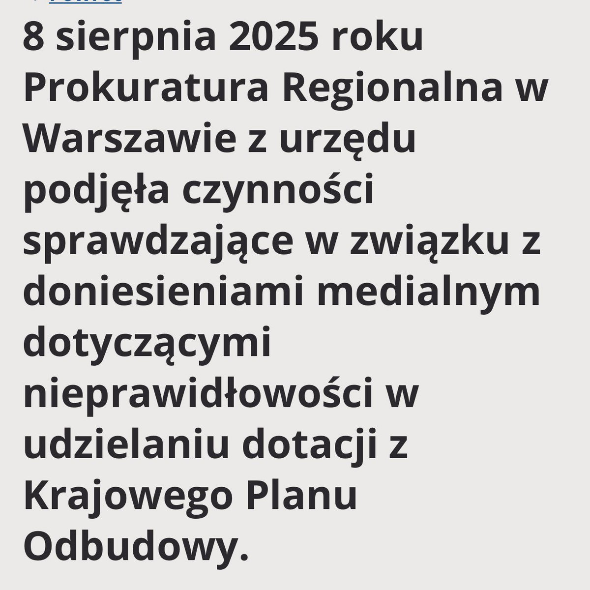 Bezpośrednio po ujawnieniu okoliczności  dot. ujawnionych nieprawidłowości w wydatkowaniu środków #KPO, prokuratura <a href="/Prok_Regio_Waw/">Prokuratura Regionalna w Warszawie</a>  zaczęła je wyjaśniać z urzędu.

Za #Ziobro najpierw udawali by głuchych i ślepych. Potem na telefon załatwiali dla swoich odmowę wszczęcia