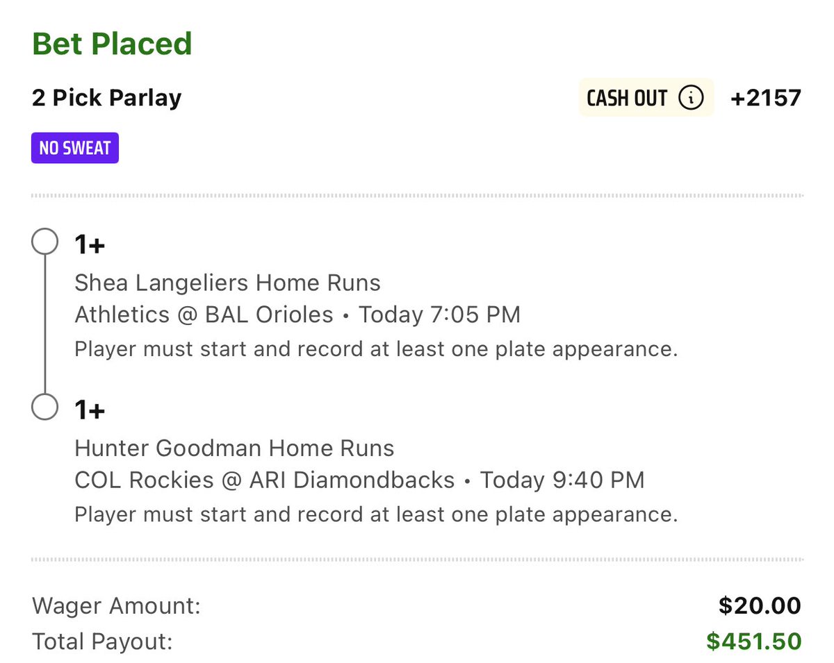G327_'s tweet photo. ⚾️💣 Dinger Duo, DraftKings No Sweat

.20u

If we hit, I’m giving away $25 bucks to someone who follows, likes, and retweets. 💸

Link to tail ➡️ https://t.co/EojKPUjj47

Link to tail all the action during my +100u season ➡️ https://t.co/Ia9A30TolW https://t.co/JEPIF5o2qx