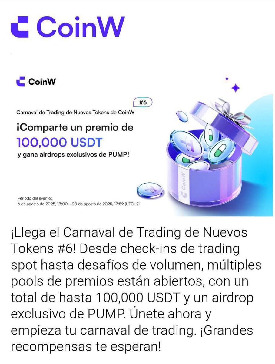 InlfuencerE's tweet photo. 📢 ¿Nuevo en CRIPTO? CoinW te REGALA hasta $1,000 USD solo por empezar 🚀

💸 Bonos de futuros
💳 Tarjeta CoinW con recompensa
📈 Protección contra pérdidas
🎁 ¡Y más sorpresas exclusivas!

👉 Activa tu cuenta HOY y despega con CoinW
🔗 https://t.co/IoQg8ehc7Z https://t.co/9qP3cbD37D