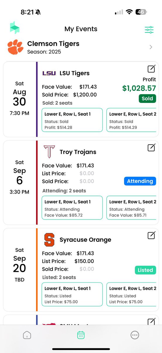 ClemsonTom's tweet photo. Helping my friend @ucf_problems out by promoting his app

And giving away a $50 giftcard to the Clemson online store

Must be a Clemson season ticket holder!

1️⃣ Download @Seatflow_app &amp; sign up: https://t.co/jvEk2cIN7A

2️⃣ Retweet this and reply with a screenshot (example below) https://t.co/IHnLb9j0Zk