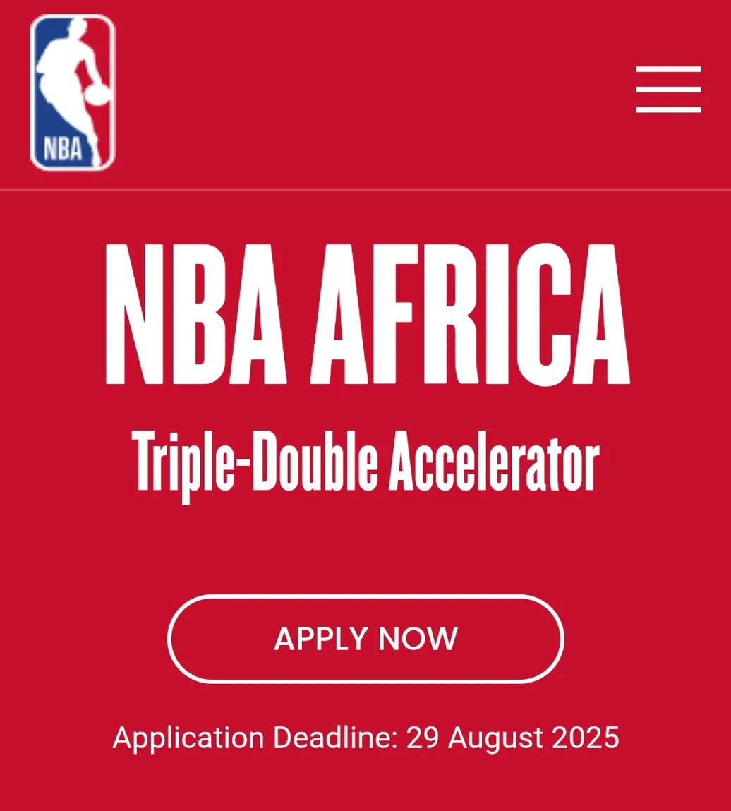 🏀 Early-stage African startups focused on sports, events, or creative industries are invited to apply to the NBA Africa Triple-Double Accelerator

💡 10-week program with global mentorship

🏆 Top 5 winners get up to $50K each

📅 Deadline: Aug 29th

🌐 tripledoubleaccelerator.nba.com