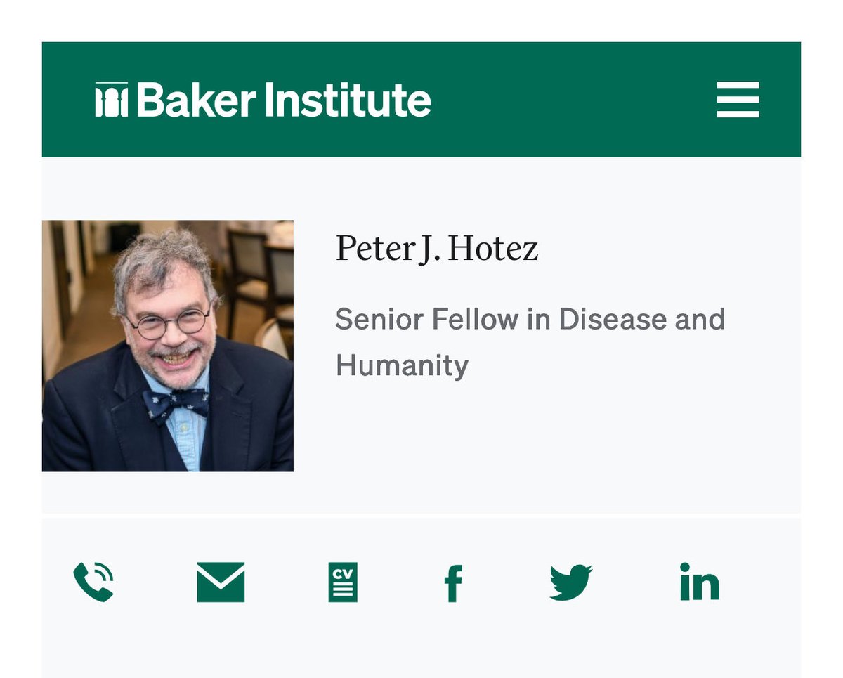 Prof Peter Hotez MD PhD (@peterhotez) on Twitter photo Excited to announce my transition/promotion to Senior Fellow in Disease and Humanity <a href="/BakerInstitute/">Baker Institute</a> <a href="/RiceUniversity/">Rice University</a>
bakerinstitute.org/expert/peter-j… Excited to announce my transition/promotion to Senior Fellow in Disease and Humanity <a href="/BakerInstitute/">Baker Institute</a> <a href="/RiceUniversity/">Rice University</a>
bakerinstitute.org/expert/peter-j…