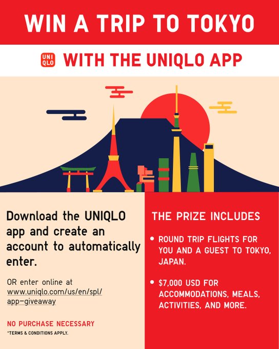 Enter now to win a FREE trip to Japan when you download our app + create an account! 

Download now: uniqlous.onelink.me/7JDY/vsqq2va5

Entry closes 8/31/2025. No purchase necessary. Terms &amp; Conditions apply.