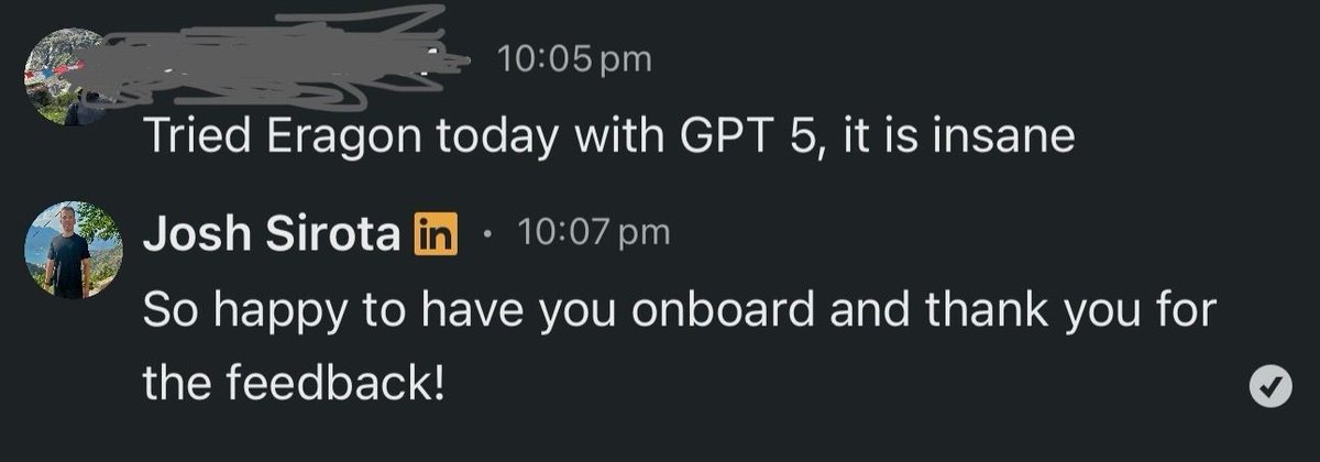 GPT-5 is the new engine. 

The workflow is everything.

Incredible to see our first users pushing the limits with Eragon on day one. This is just the beginning.