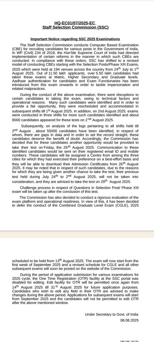 DharmendraDsl's tweet image. The postponement of the SSC exam may seem like a relief at first, but it&apos;ll only be meaningful if the SSC comes back with a fair and transparent system. Justice is overdue!
#ssccgl #sscmts
#SSCMisManagement #SSC_VENDOR_FAILURE #sscprotest #sscreform #sscmissmanagment