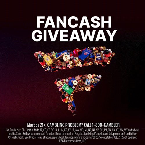 Fanatics Sportsbook (@fanaticsbook) on Twitter photo 🚨FANCASH FRIDAY GIVEAWAY🚨
You played FanCash Drop, now there's another way to win FanCash...We're giving away $100 in FanCash to 5 lucky followers on X and IG 😎
For a chance to win here, all you have to do is:
1️⃣ Follow <a href="/FanaticsBook/">Fanatics Sportsbook</a>
2️⃣ Like or comment on this tweet
Winners 🚨FANCASH FRIDAY GIVEAWAY🚨
You played FanCash Drop, now there's another way to win FanCash...We're giving away $100 in FanCash to 5 lucky followers on X and IG 😎
For a chance to win here, all you have to do is:
1️⃣ Follow <a href="/FanaticsBook/">Fanatics Sportsbook</a>
2️⃣ Like or comment on this tweet
Winners