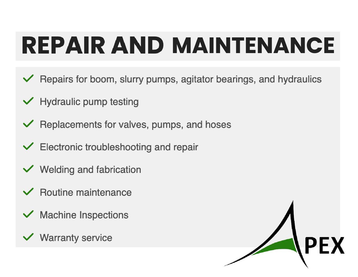 ApexApplicators's tweet image. Keep your hydroseeder running like new. 💪 Get expert repair, maintenance, &amp;amp; inspection for most large commercial units—pumps, hydraulics, valves, electronics &amp;amp; more. 

ow.ly/egpR50WrsLX

#APEX #APEXApplicator #CommercialHydroseederMaintenance