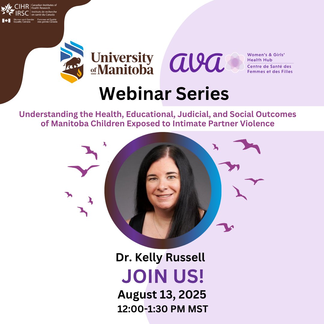 Join us Wednesday, Aug 13th for the AVA Webinar: Understanding the Health, Education, Justice &amp; Social Outcomes of Manitoba Children Exposed to IPV, with Dr. Kelly Russell from the University of Manitoba.

12 – 1:30pm MST

avatraining.ca/webinars/