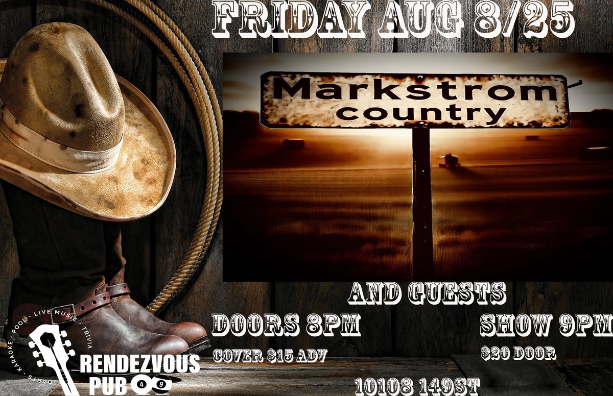 5 Dead Flys 9PM/ Karina 10PM/ Markstrom Country 11PM
A night of old school #country #folk great song writing
and good times. 10108 149st 
Doors 8pm Show 9pm 18+