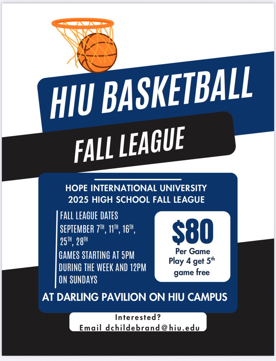 🏀 High school coaches – HIU WBB Fall League is back this September!

🗓️ Multiple dates in September

📍 Hope International University

✅ Competitive games 

📢 Sign up now! Contact Coach Dustin today!

#HIUWBB #FallLeague #HSBasketball #Girlsbball