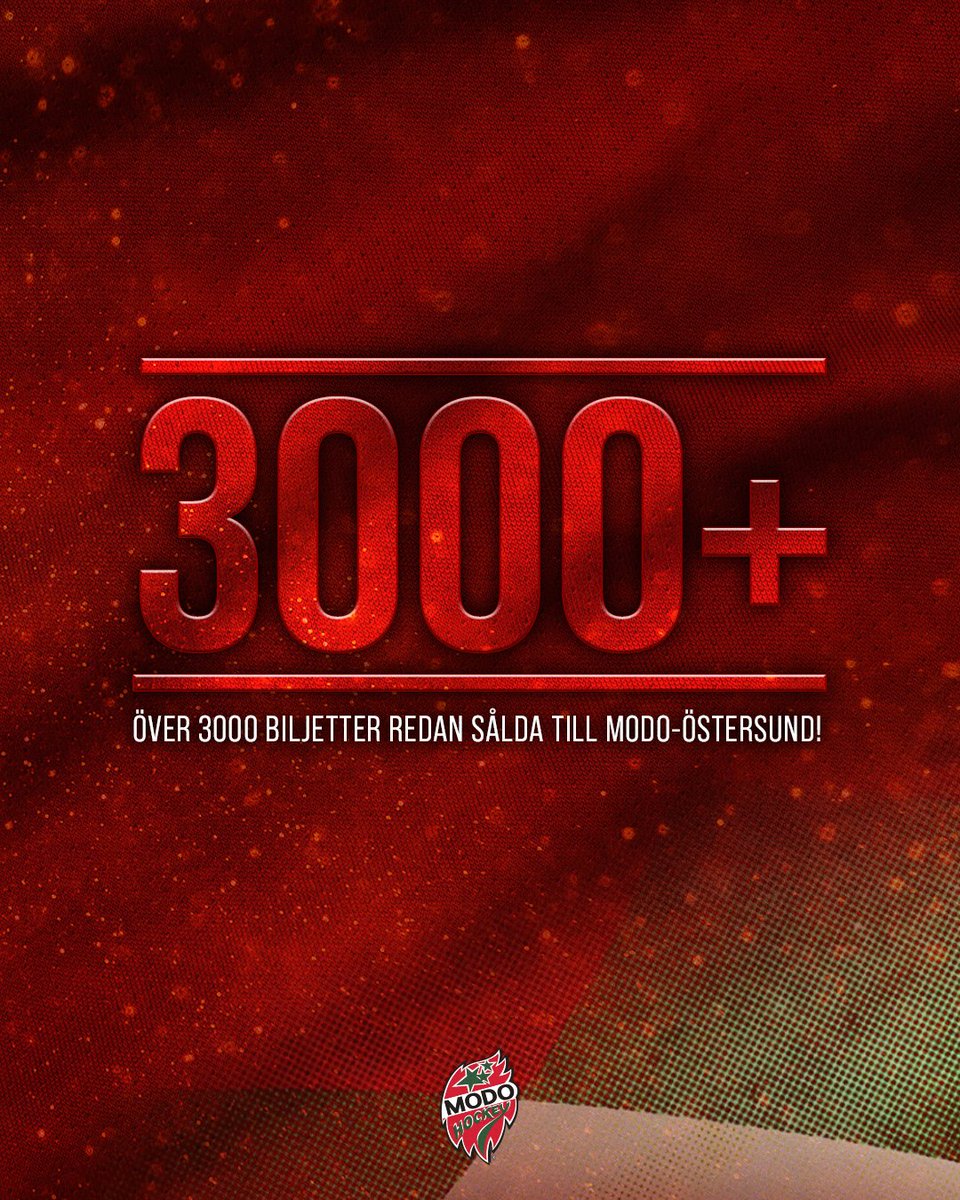 Vilket drag! 🔥🔥🔥

Premiärbiljetterna släpptes vid lunchtid och vi har redan passerat 3⃣0⃣0⃣0⃣ åskådare till mötet med ÖIK den 19 september – sex veckor innan nedsläpp.

Var med och fyll arenan! Sittplats kostar 99-150 kr och hemmastå 50 kr.

🎟️ secure.tickster.com/6ejyn6t0cvvrf52

#modose