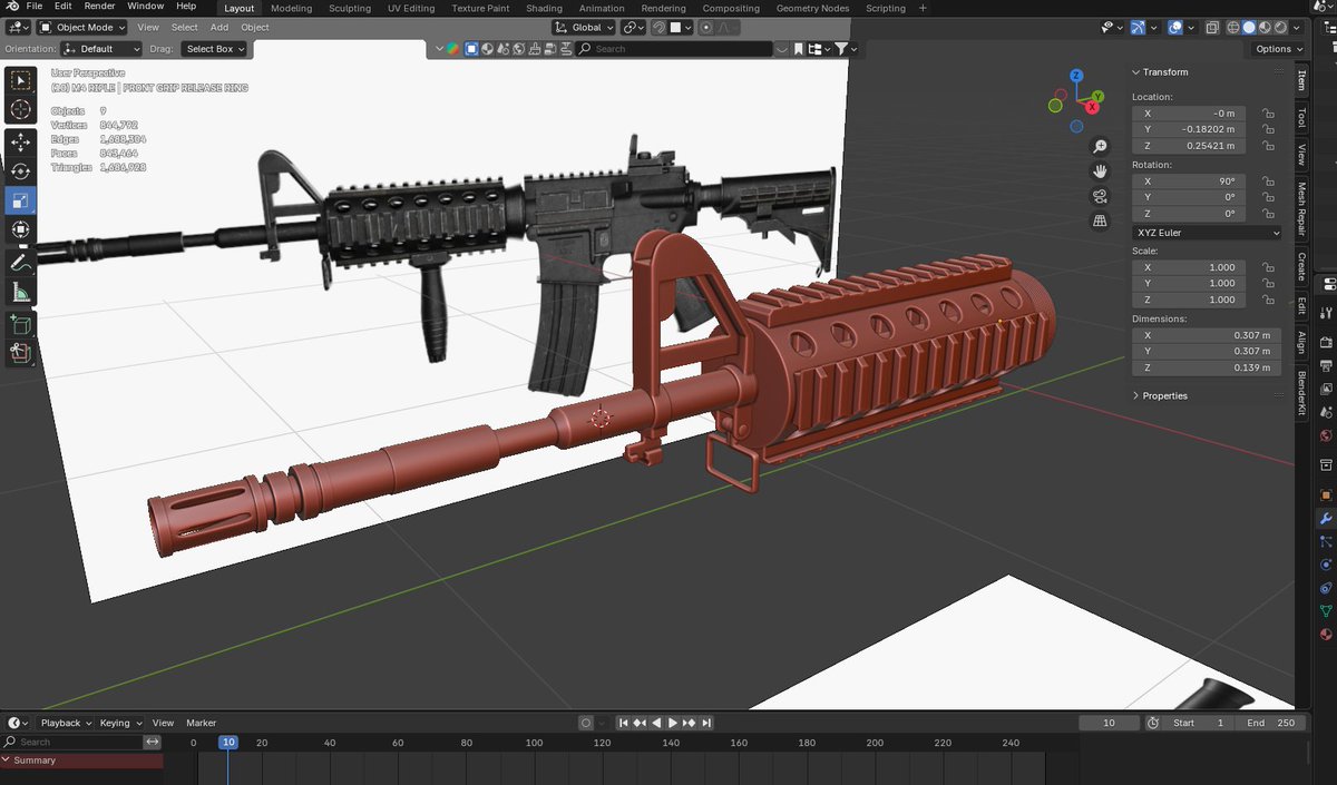 TraceRRound VFX (@tracerroundvfx) on Twitter photo Finally got around to building the model of the M4 rifle.  It's a good start! #blender #modeling #3d #2A #guns #rifles #assets #film Finally got around to building the model of the M4 rifle.  It's a good start! #blender #modeling #3d #2A #guns #rifles #assets #film