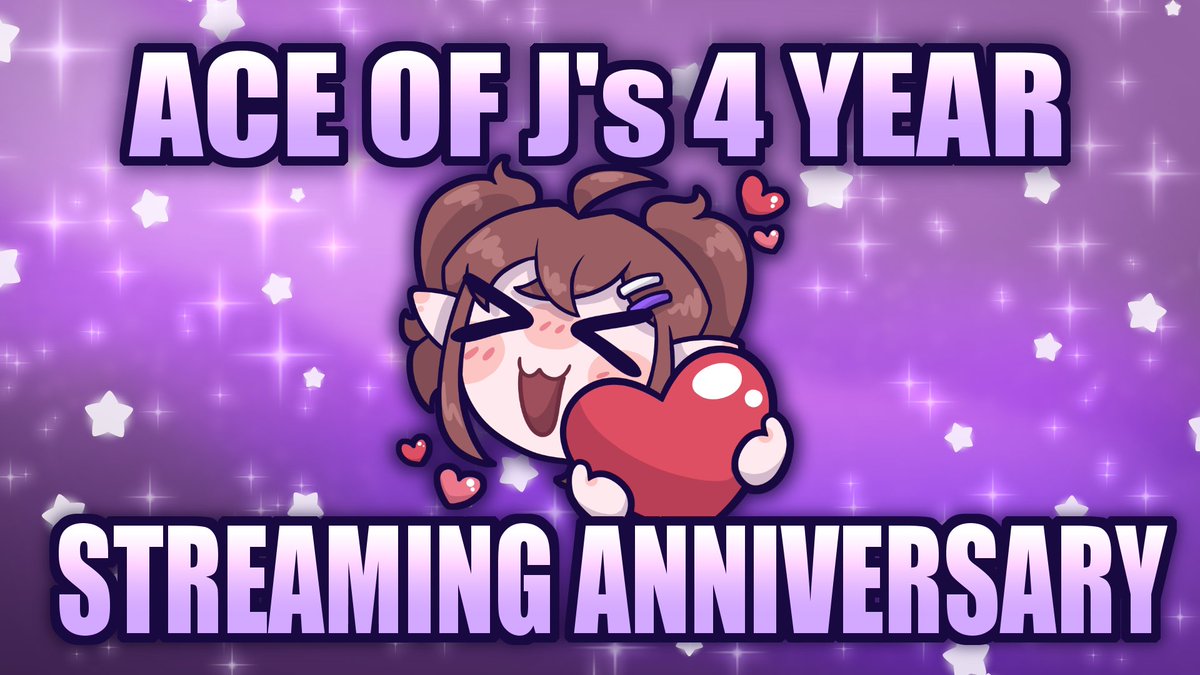 🎉 IT'S MY 4 YEAR STREAM ANNIVERSARY!!! 🎉

So much has changed in these 4 years, so I just want to take a moment to thank you all for being there &amp; enjoying my stuff!

I'll be streaming something special tommorrow to celebrate, so see you then! 💜