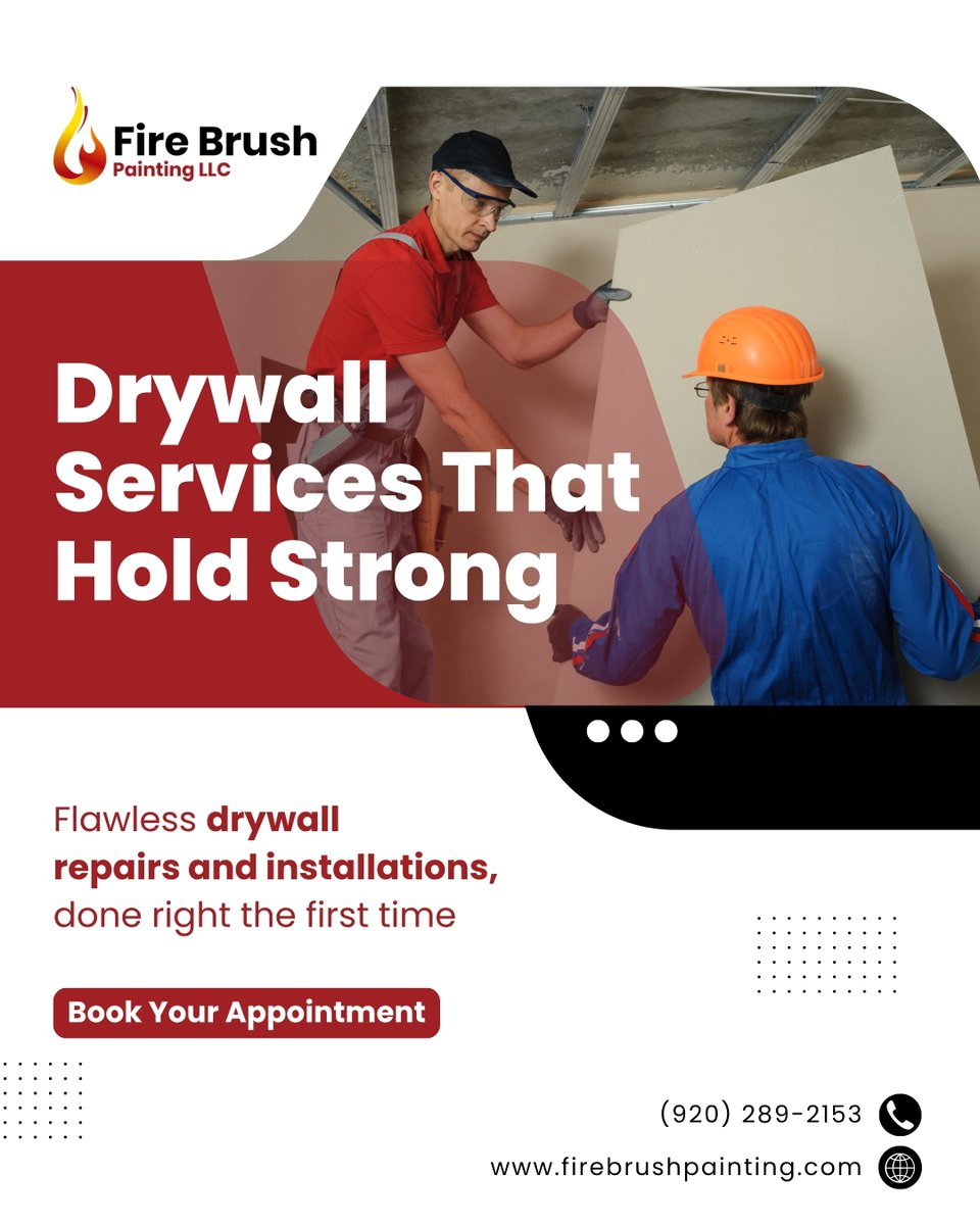 firebrushpaint's tweet image. Drywall Repairs You Can Trust

🚀 Let’s restore your space today!
🌐 Visit firebrushpainting.com
📞 (920) 289-2153
 
#DrywallExperts #WallRepairs #FireBrushPainting #SeamlessFinishes #FastFixes #ProInstall #HomeRepair #CommercialDrywall #CleanSeams #TrustedTeam