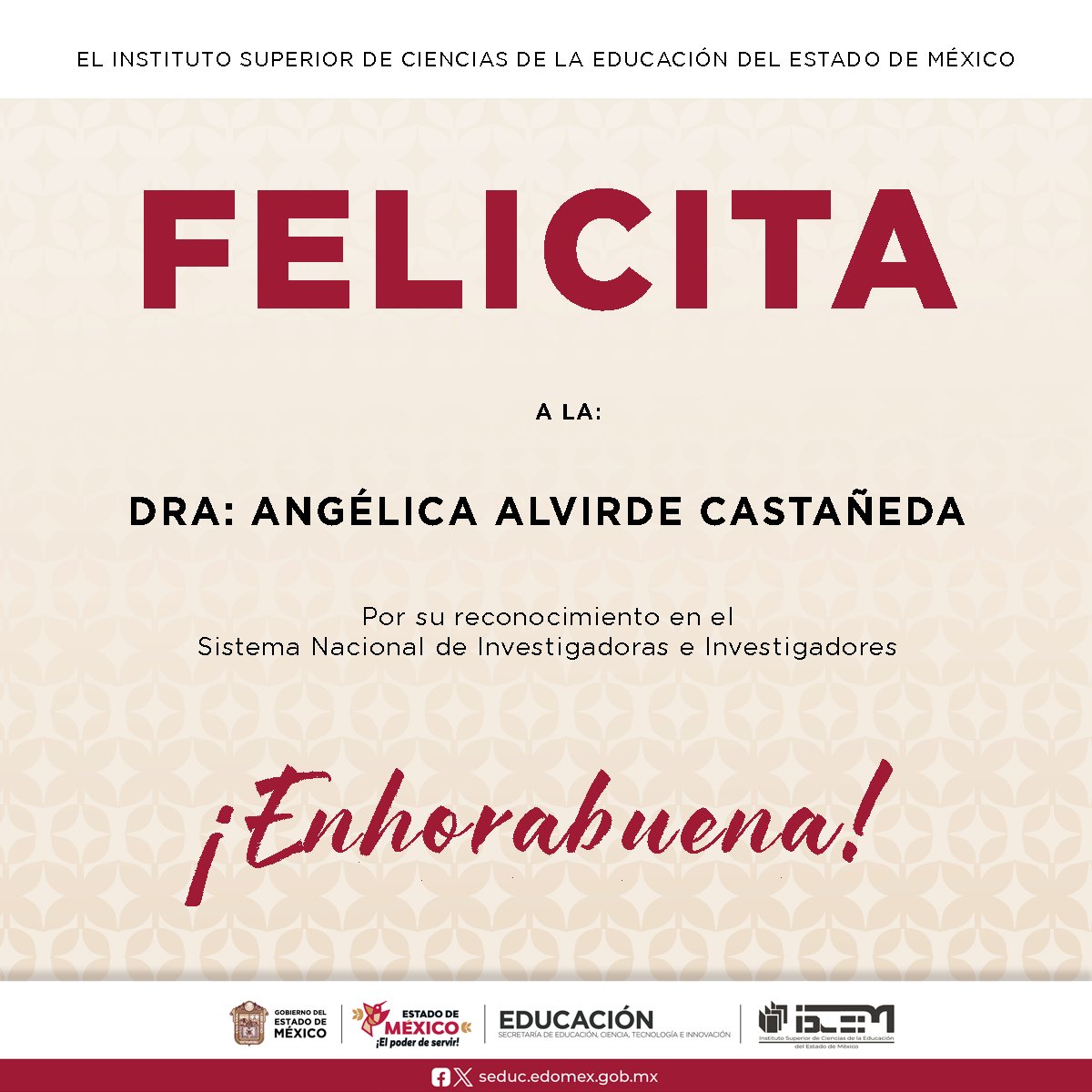 isceem_oficial's tweet image. 🎉 El #ISCEEM felicita con orgullo a la Dra. Angélica Alvirde Castañeda por su ingreso al Sistema Nacional de Investigadoras e Investigadores.
👏 Su compromiso con la educación y la investigación es un ejemplo para nuestra comunidad académica.
