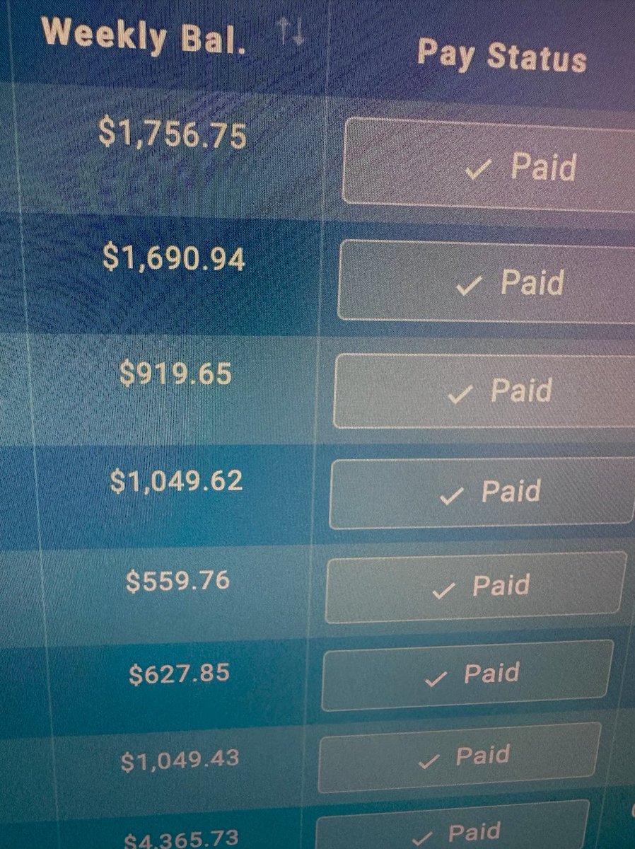 Weekly Balance and Pay status of my INVESTOR'S