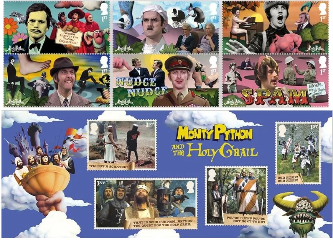 Soccer_Stats's tweet image. And now for something completely different

Royal Mail will issue a set of six Monty Python 1st Class stamps on Thursday 14th August to commemorate the 50th Anniversary of the legendary TV show

A Miniature Sheet of four stamps will feature The Holy Grail film

#MonthyPython