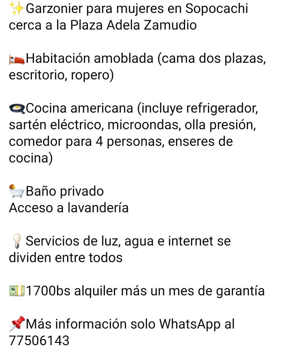 Alguien buscando hogar en Sopocachi? 😍🤩😍
Me ayudas a compartir para que esté mensaje le llegue a la inquilina de mis sueños ✨