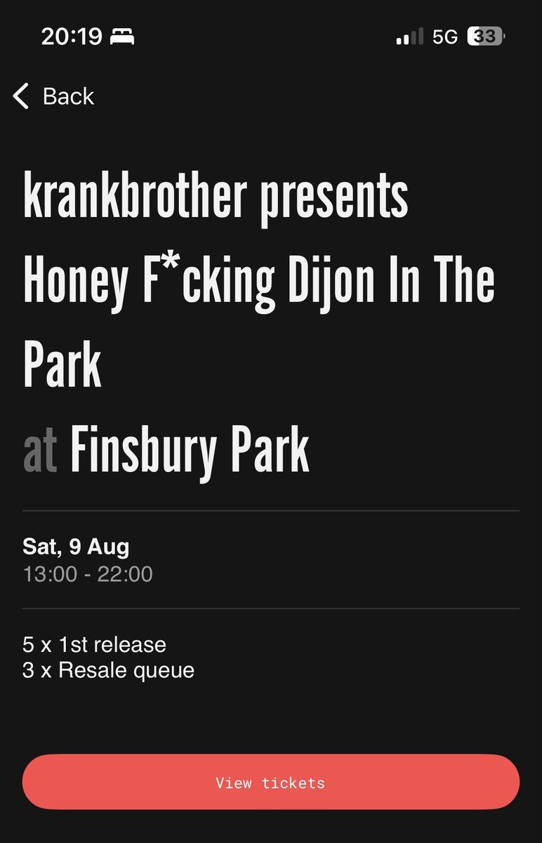 Up to 3x Honey Dijon in the Park tickets @ Finsbury Park tickets for sale. Less than 1st release face value. 

DM me if interested