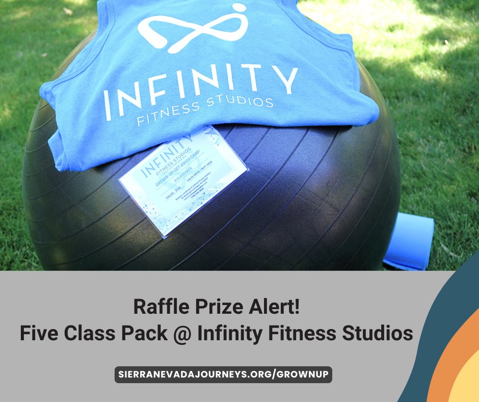 Get ready to feel the burn and have some fun! 🔥💪 Infinity Fitness Studios in Reno, NV is bringing the heat to our Grown-Up Getaway Camp raffle with a 5-class package.➡️ Register now: sierranevadajourneys.org/grownup