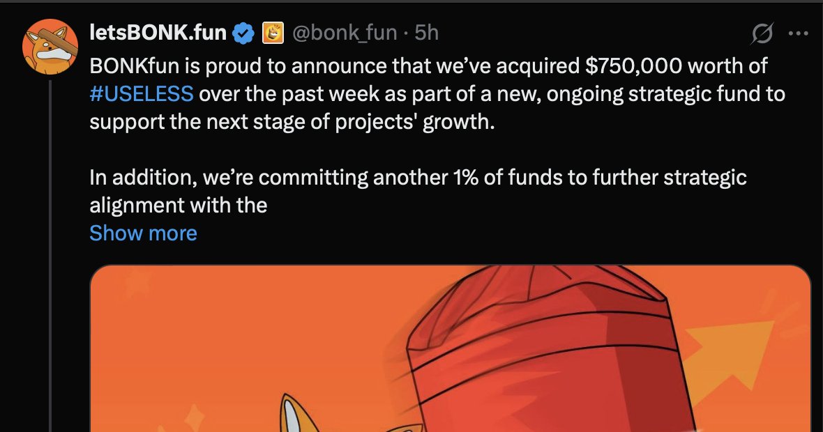 zaki_6080's tweet image. Crypto Twitter’s memecoin cycle: pick a KOL, worship him, then get sold out.

This is easily avoidable if you learn the basics: incentives, on-chain flows, and reflexive narratives.

 I’ll use #USELESS as a case study : it’s down roughly 50% from its ATH, and @theunipcs “Bonk…