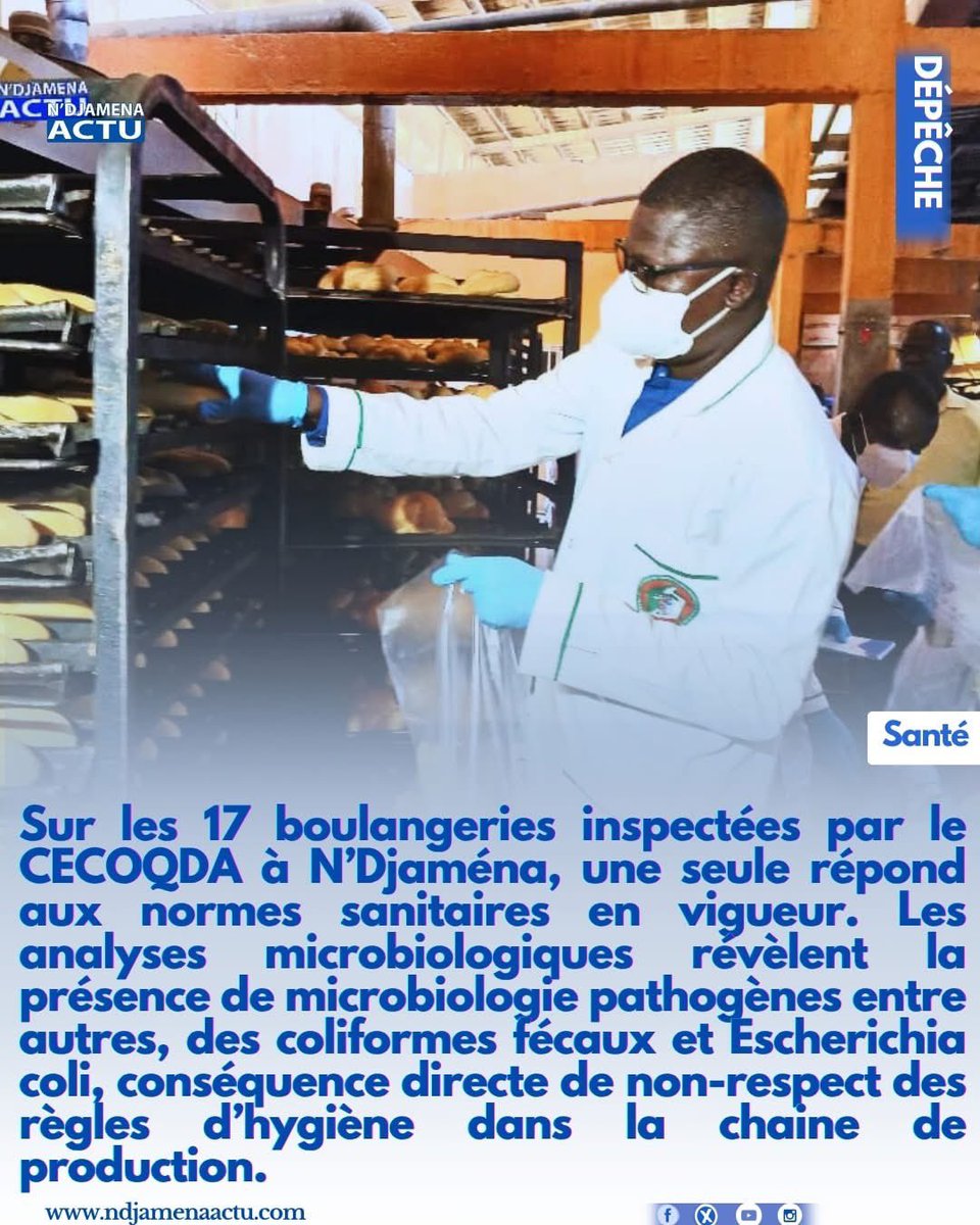 MakkaIssa's tweet photo. Si l’information relayée par les médias s’avère exacte, c’est extrêmement grave! 😡😡
 @cecoqda  doit publier immédiatement la liste des boulangeries des 16 boulangeries non conformes, afin que les consommateurs puissent éviter tout risque pour leur santé. Et celui de l’unique boulangerie conforme, afin que la population sache où acheter en toute sécurité.

Il en va de la protection des consommateurs et de la préservation de la santé publique. La transparence est une obligation, pas une option.

Ceci n’est pas une question de commerce ou de concurrence, mais une question vitale de santé publique. Ne pas informer, c’est exposer la population à des risques graves d’intoxication et de maladies.

#SantéPublique  #CECOQDA #HygièneAlimentaire #Tchad