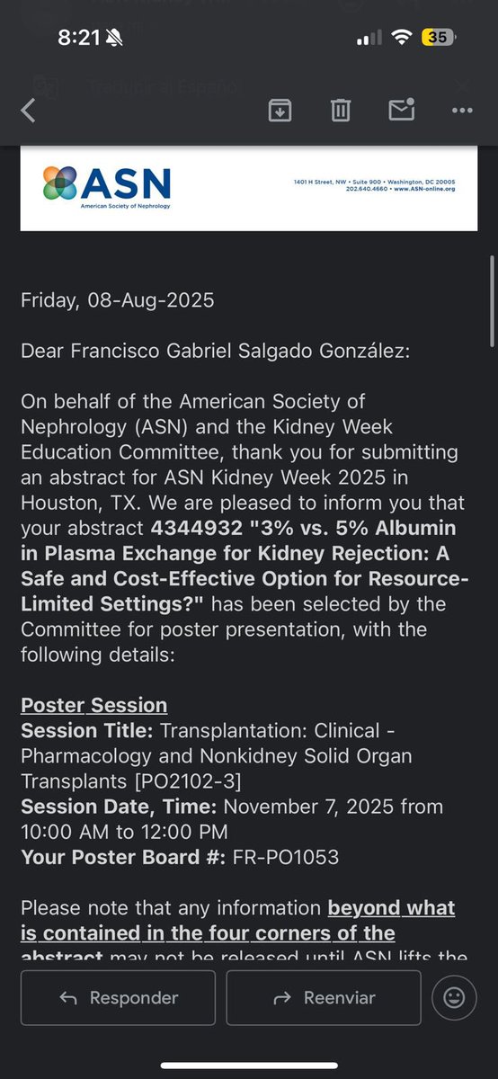 Un orgullo poder presentar dos trabajos de residente de nefrología y fellow de nefrología del trasplante <a href="/elimendozar/">Elisa Mendoza</a> del <a href="/HospitalJuarezM/">Hospital Juárez de México</a> en el congreso americano 2025 de la ASN.
👏🏻👏🏻👏🏻
