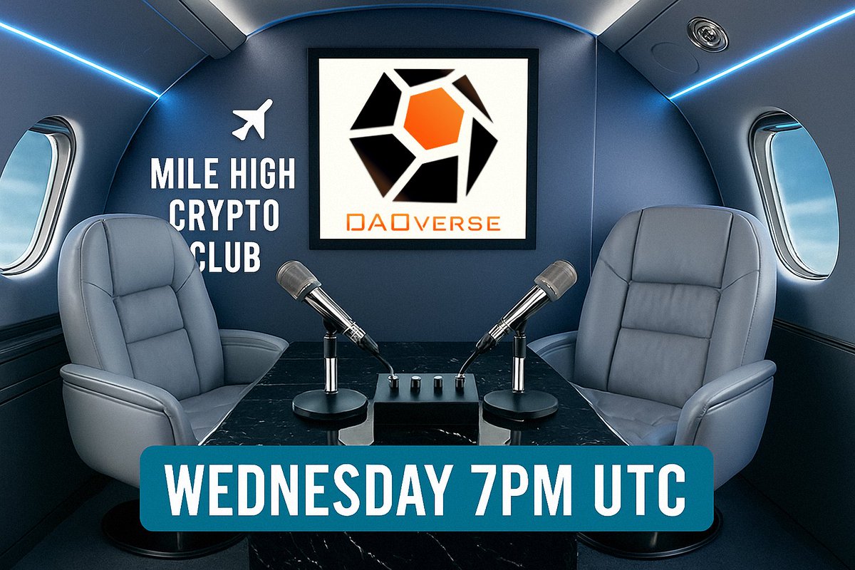 Mile High Crypto Club | Ep.28 🎙️

‼️Special guest - DAOverse  <a href="/daoverse_games/">DAOverse Games</a> 

Join us Wednesday 7pm UTC for a deep dive episode.  

We will talk about their project, gaming and crypto.  

Bookmark this 👇

x.com/i/spaces/1MYGN…