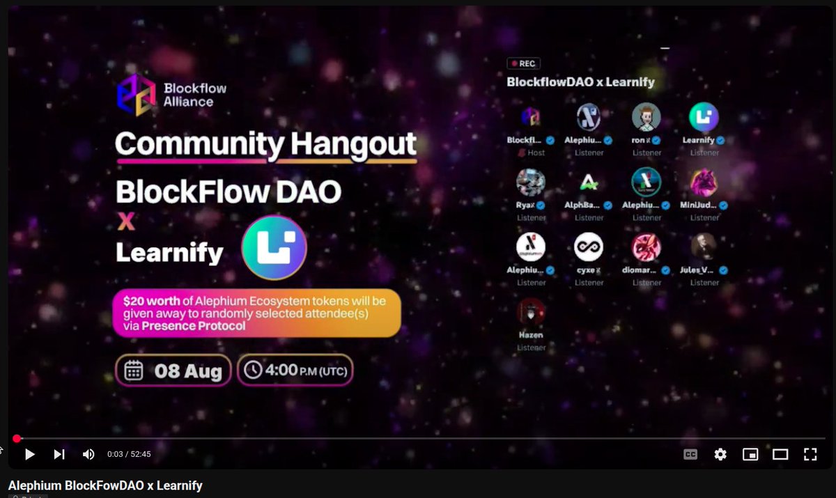 The replay of the space with <a href="/LearnifyXYZ/">Learnify</a> is also available on our youtube channel :  
📺 youtu.be/y-DPKaPA1L4

Join the learn-to-earn platform built on $ALPH: complete quests, learn, and earn $ALPH along the way! 🧠

Big thanks to all our listeners! 🙌