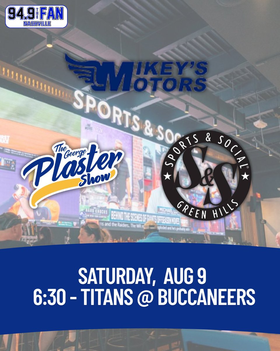 Billy Derrick (@billyderrick10) on Twitter photo Tonight is the beginning of "Football Night in Nashville" at Sports & Social in Green Hills!
You can register to win a beautiful golf cart courtesy of <a href="/mikeysmotors/">Mikey's Motors</a> that will be given away right before Christmas.
There will be pop-a-shot competitions, trivia questions, and the Tonight is the beginning of "Football Night in Nashville" at Sports & Social in Green Hills!
You can register to win a beautiful golf cart courtesy of <a href="/mikeysmotors/">Mikey's Motors</a> that will be given away right before Christmas.
There will be pop-a-shot competitions, trivia questions, and the