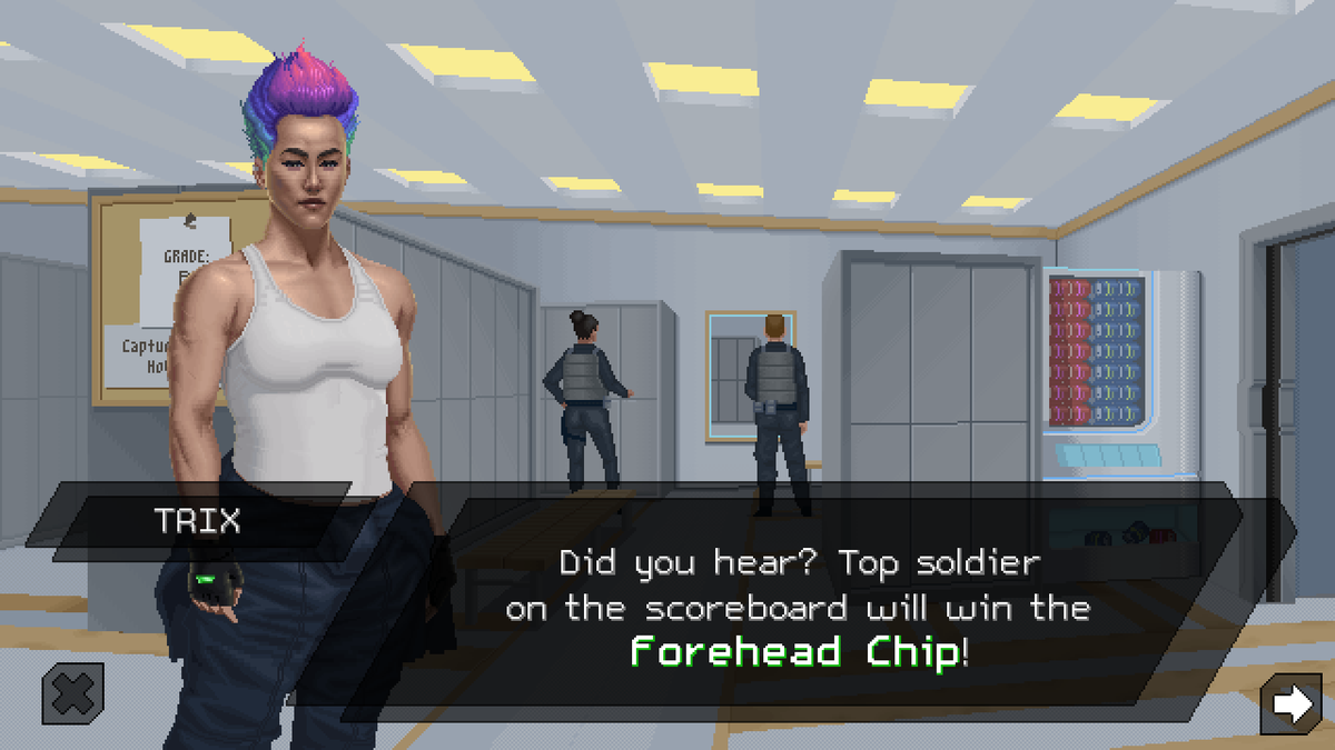 foreheadchip's tweet photo. Clue into the Corp rumours and locker room chatter...

#foreheadchip #gamedev #indiegame https://t.co/qbcnv9VtU6