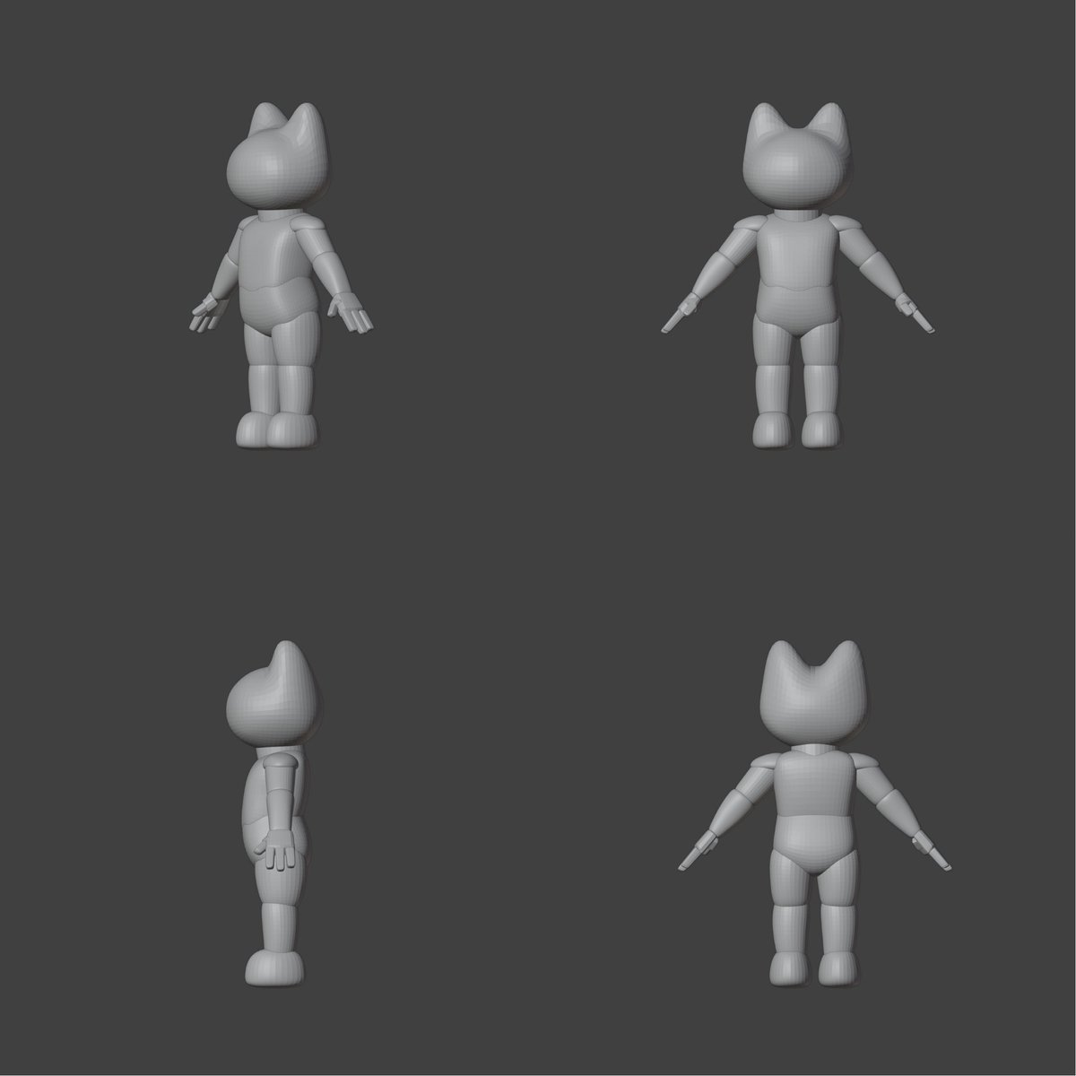 MoonIsTheEnemy's tweet photo. I started making my 3d cool cat in blender. I’ve not finished adjusting the shapes—still an early WIP. Should be fun when finished though. https://t.co/ShRMxkJout