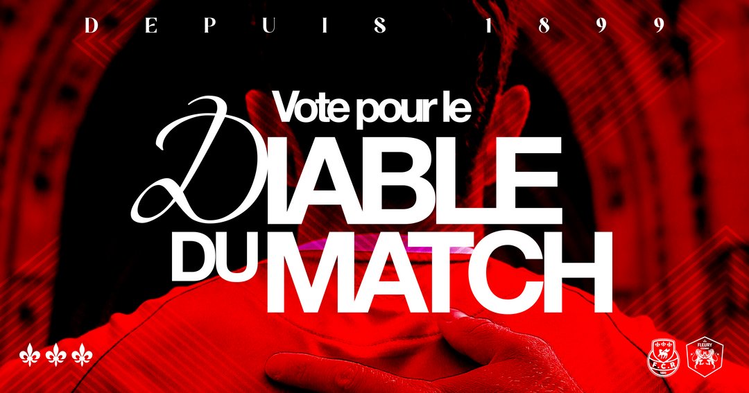 𝗩𝗼𝘁𝗲 𝗽𝗼𝘂𝗿 𝗹𝗲 𝗗𝗶𝗮𝗯𝗹𝗲 𝗱𝘂 𝗺𝗮𝘁𝗰𝗵 #FCRFCF91

👉fcr1899.com/fcr-vs-fleury-…

#TeamFCR #Rouen #Normandie #FCR1899