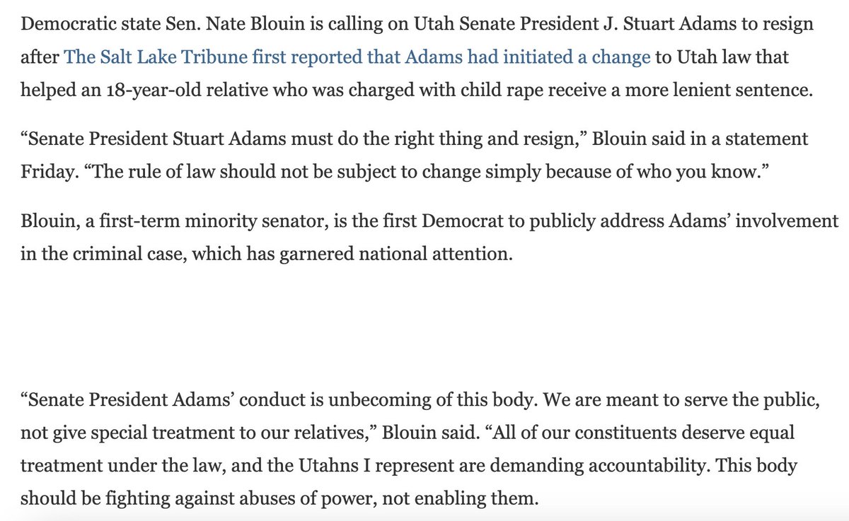 I have had more than enough with politicians using their positions of power to influence policy and law in ways that benefits their inner circle rather than our constituents as a whole. It's time for accountability.
sltrib.com/news/politics/…