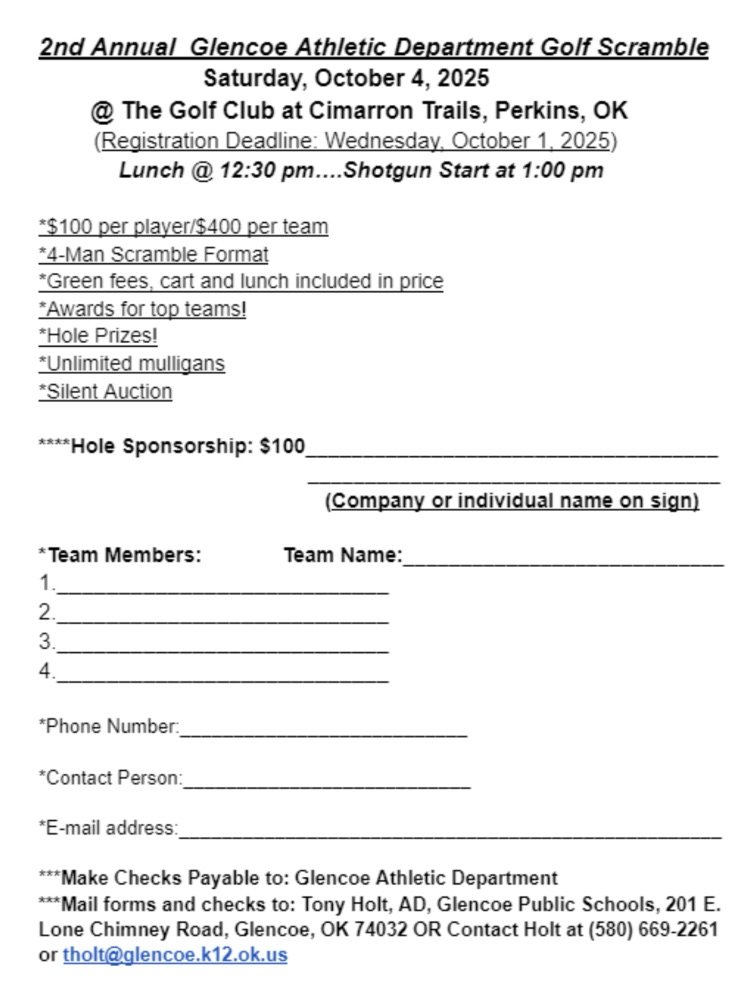 2nd Annual Glencoe Athletics Golf Scramble
