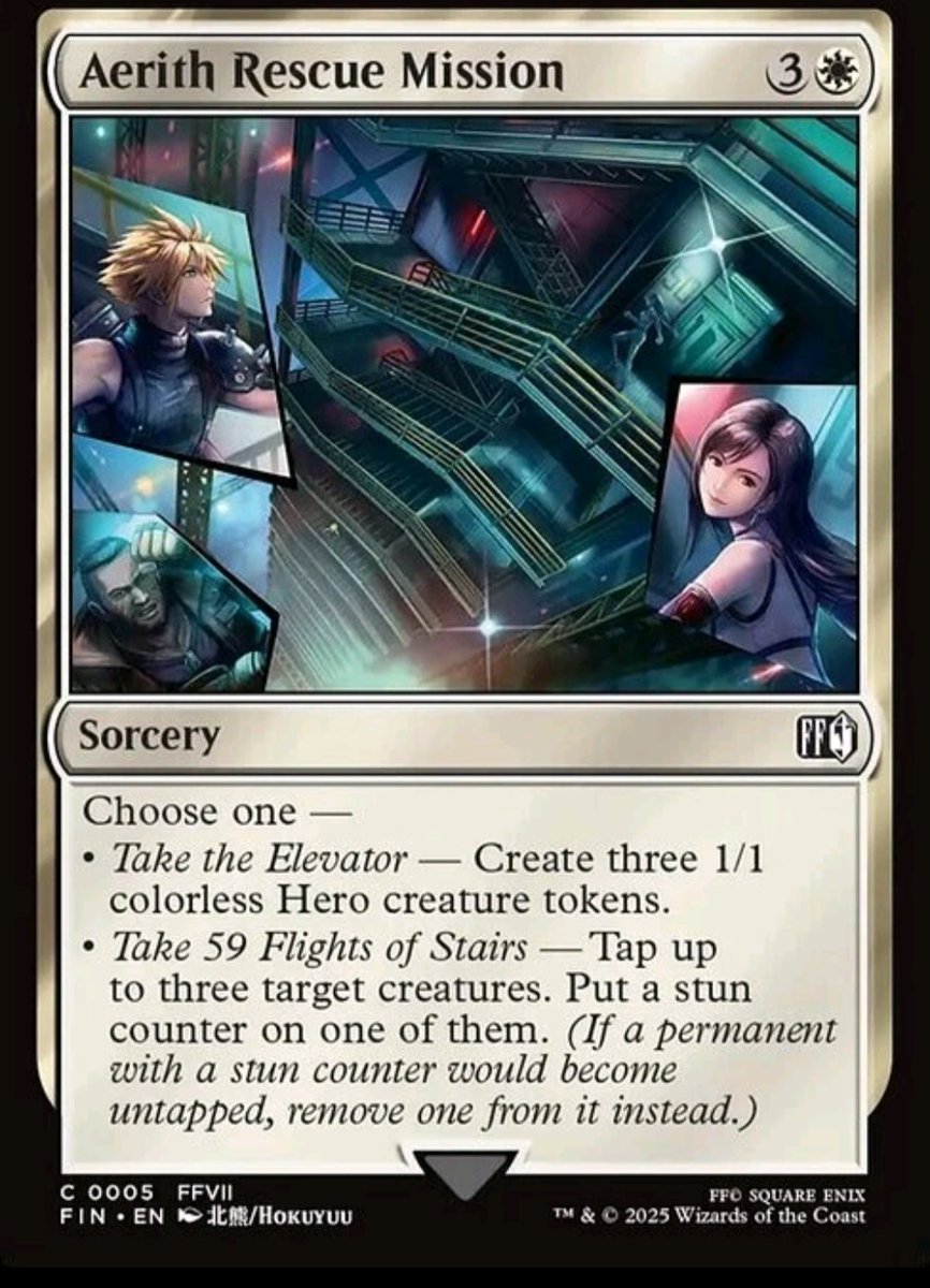 There's a #MagictheGathering #FinalFantasy card that shows a bit I've just done and hated.

59 sets of stairs?! 59!

Now I need to buy the card as a reminder of one of the several low points in #FinalFantasyVIIRemake

Review coming soon. Nearly finished playing!

#ninjarefinery