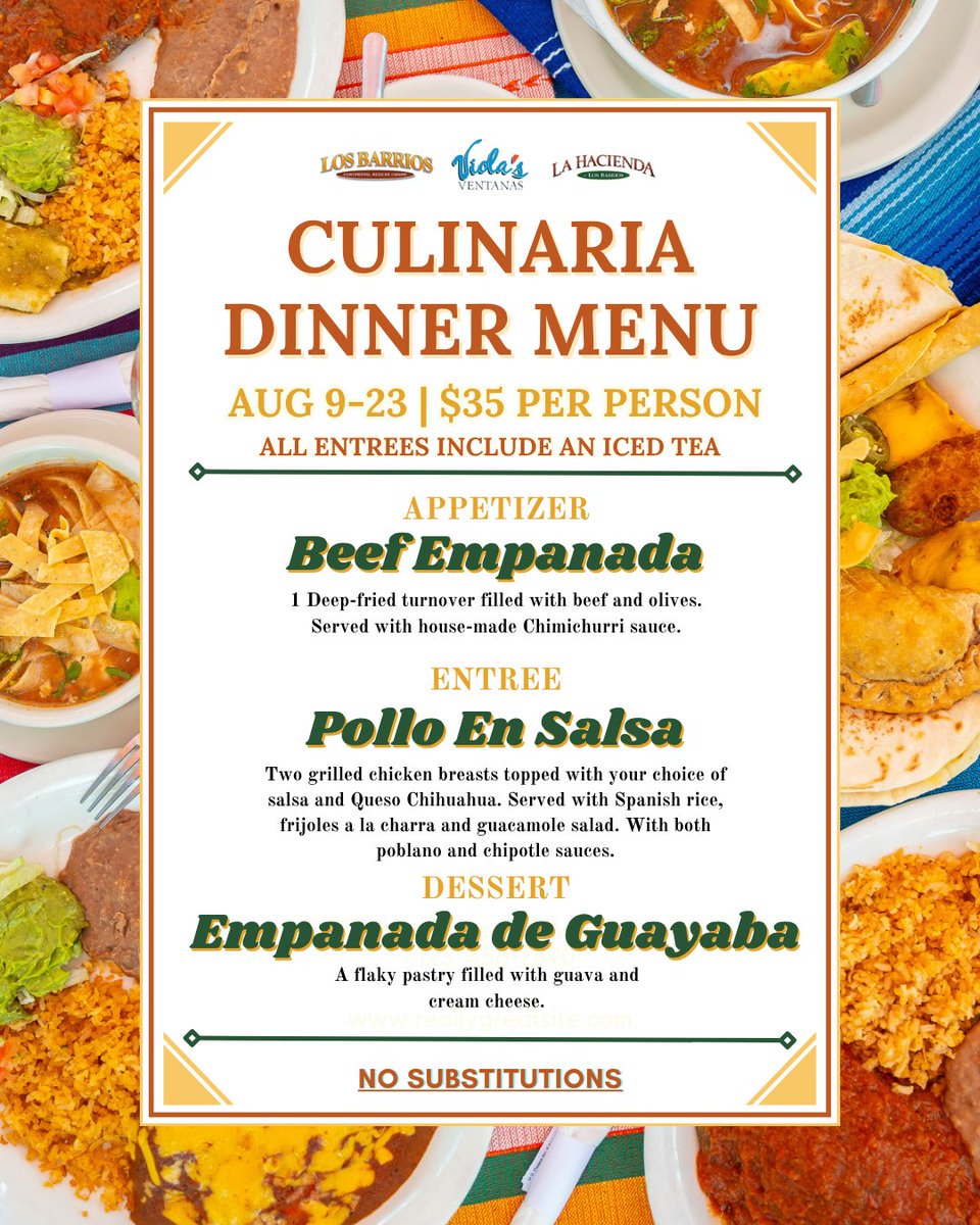 The best weeks have arrived! <a href="/culinariasa/">Culinaria</a> Restaurant Week begins tomorrow.🍴💫 

Join us for lunch at $20 or dinner at $35. Savor a delicious 3-course meal
and support a great cause.