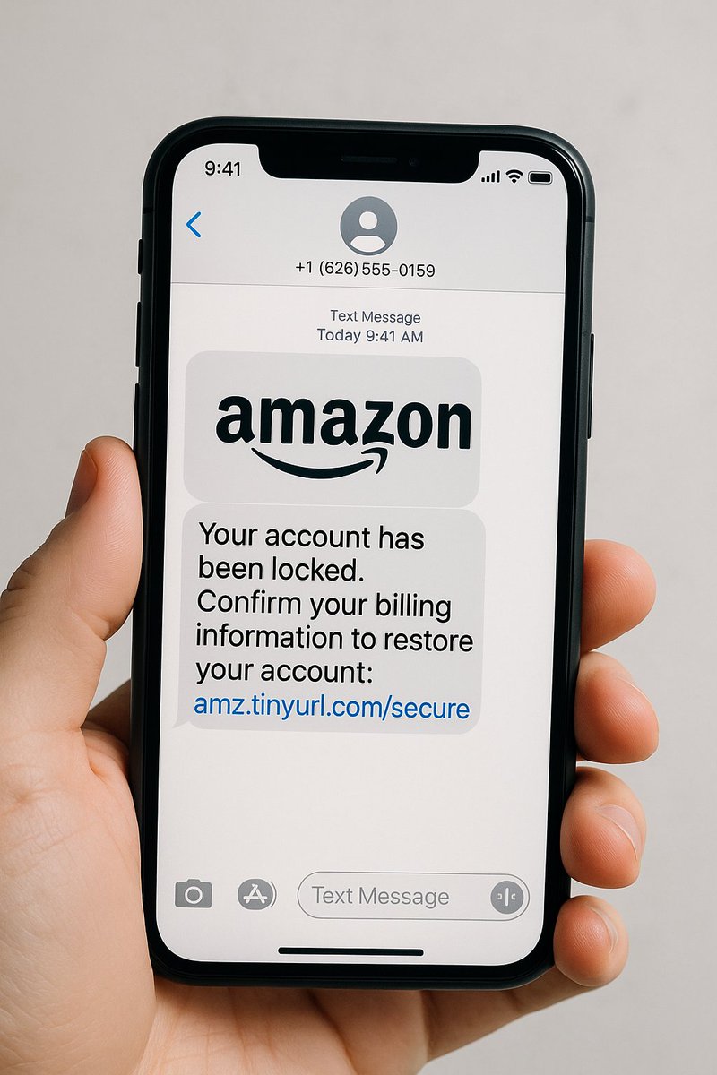 Not all phishing happens in your inbox.
That "Amazon" text? Fake.
That link? Dangerous.
This is smishing — phishing via text.

🚫 Don’t click.
🧠 Stay sharp.
🔁 Retweet to protect others.

#CyberSecurity #Smishing #Phishing #PlugPlayPrivacy #VPNSafeSpot