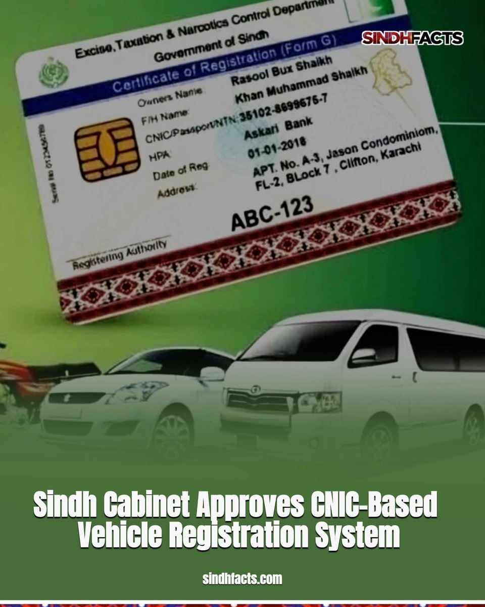 banbhan_raza's tweet image. Sindh Cabinet, led by CM @MuradAliShahPPP approves CNIC-based vehicle registration, letting owners keep &amp;amp; reuse plates. Also greenlights seized govt vehicle registration &amp;amp; new fitness inspection centers for transparency &amp;amp; safety.

#SindhFacts #Sindh #VehicleRegistration