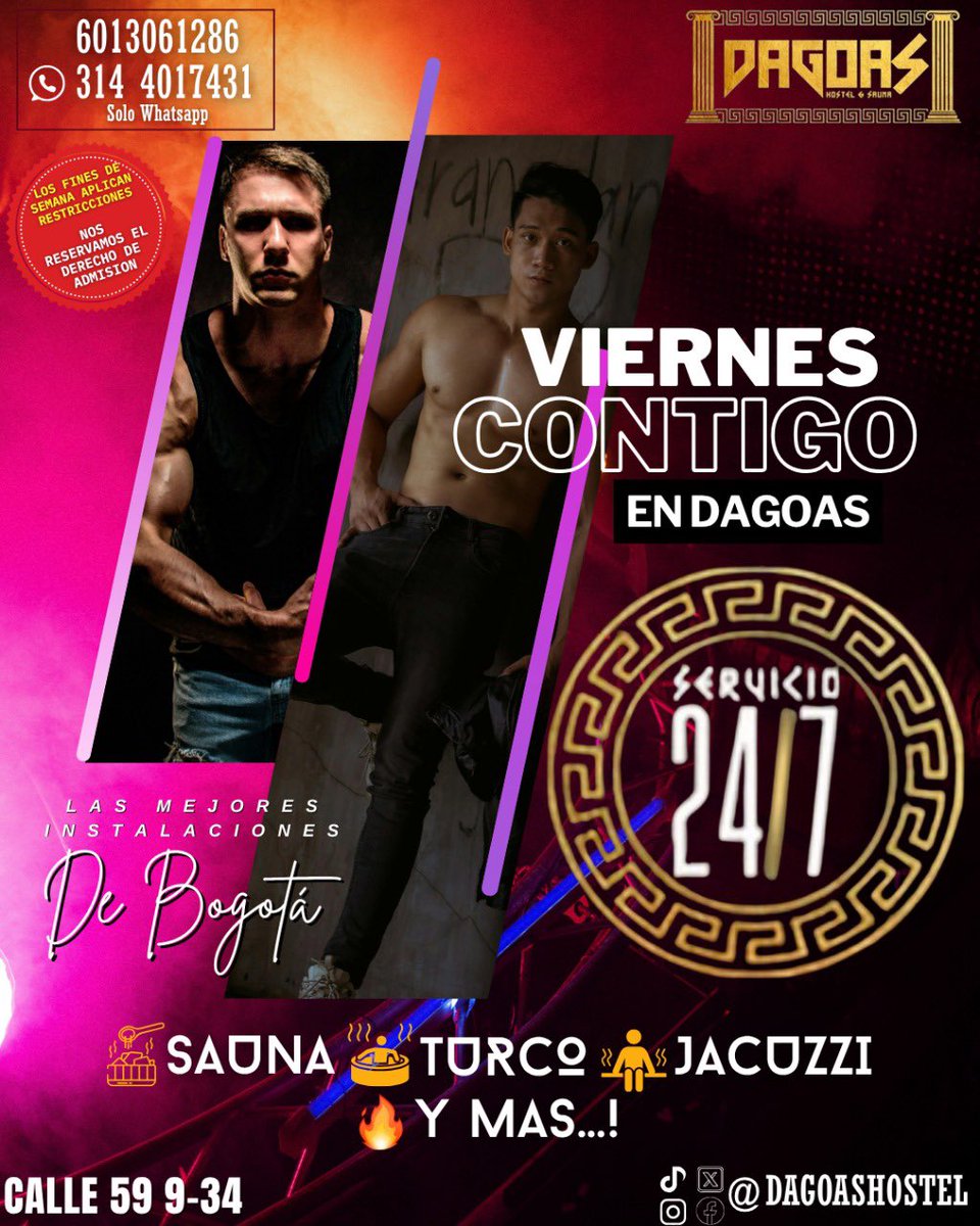 VIERNES CONTIGO… Y CON TODO 🔥
En Dagoas no creemos en el “plan tranqui”… aquí el viernes arranca con calor y termina como tú quieras 😏

¿Pases de cortesías? ⁣⁣⁣
⁣⁣⁣⁣
✅DEBES SEGUIRNOS  y dar 💙+ 🔁 (retweet) a este tweet y TODOS nuestros posts