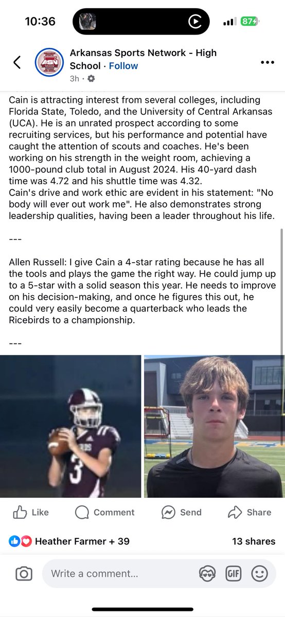 Cain Price 2027 QB tweet media