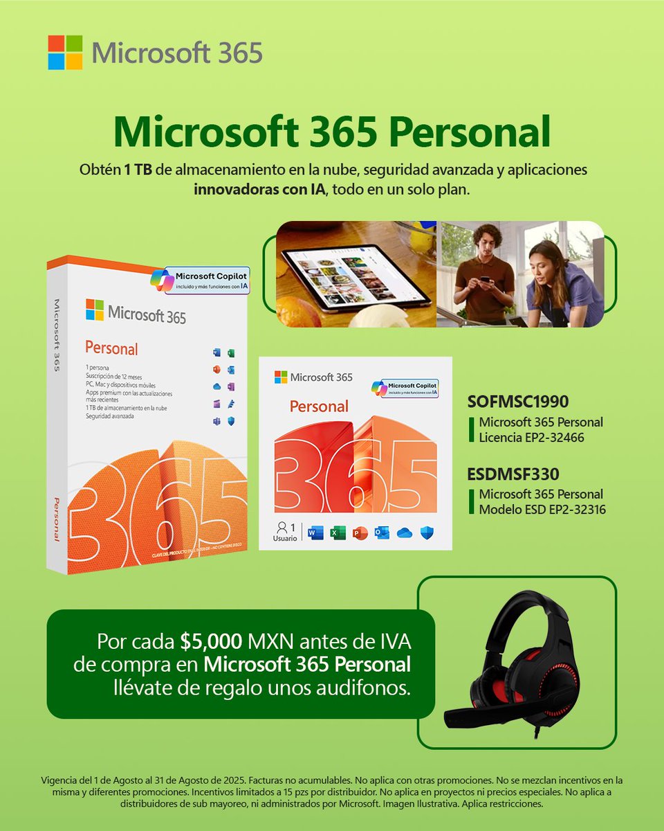 Lleva tu productividad a otro nivel 📝 con toda la potencia 🦾 de #Copilot
Con Microsoft 365, haz que cualquier trabajo sea más sencillo gracias a sus innovadoras herramientas de Inteligencia artificial 🧠.

Da clic y conoce más ➡️: 🌐 ctonline.mx/Software_/Micr…